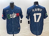 Men's Los Angeles Dodgers #17 Shohei Ohtani Navy Cool Base With Patch Stitched Baseball Jerseys,baseball caps,new era cap wholesale,wholesale hats
